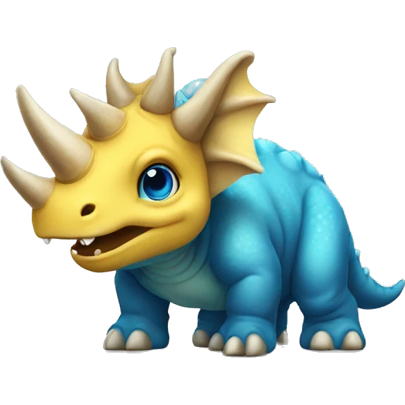 Yellow triceratops blue eyes emoji