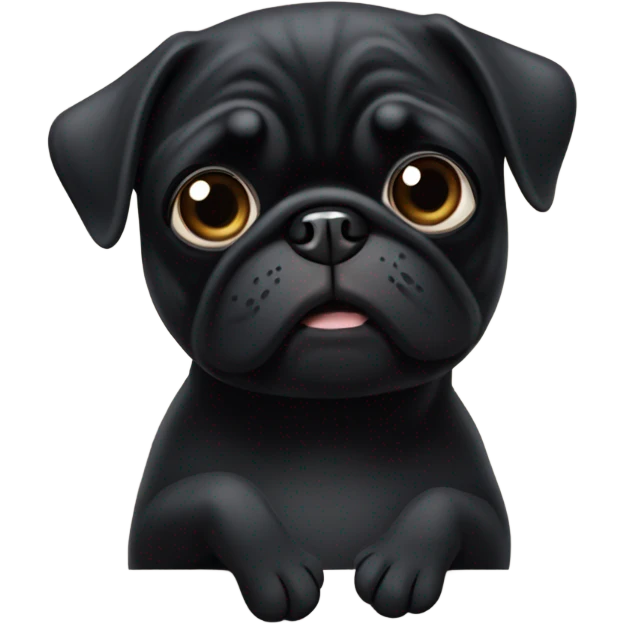 Black pug giving the thumbs down sign with paw emoji