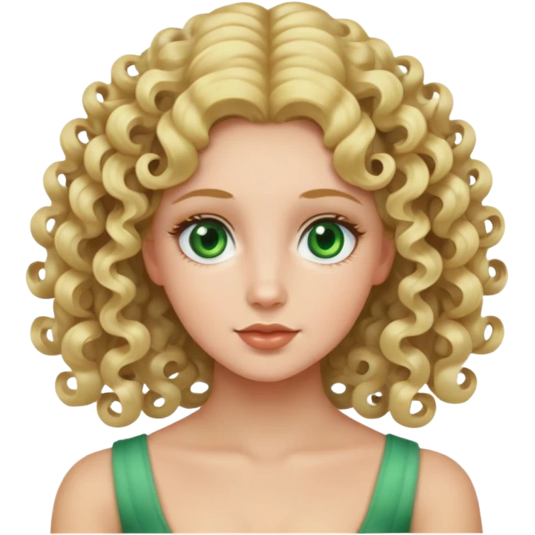 woman with blonde 3b springy ringlet curls and green eyes emoji