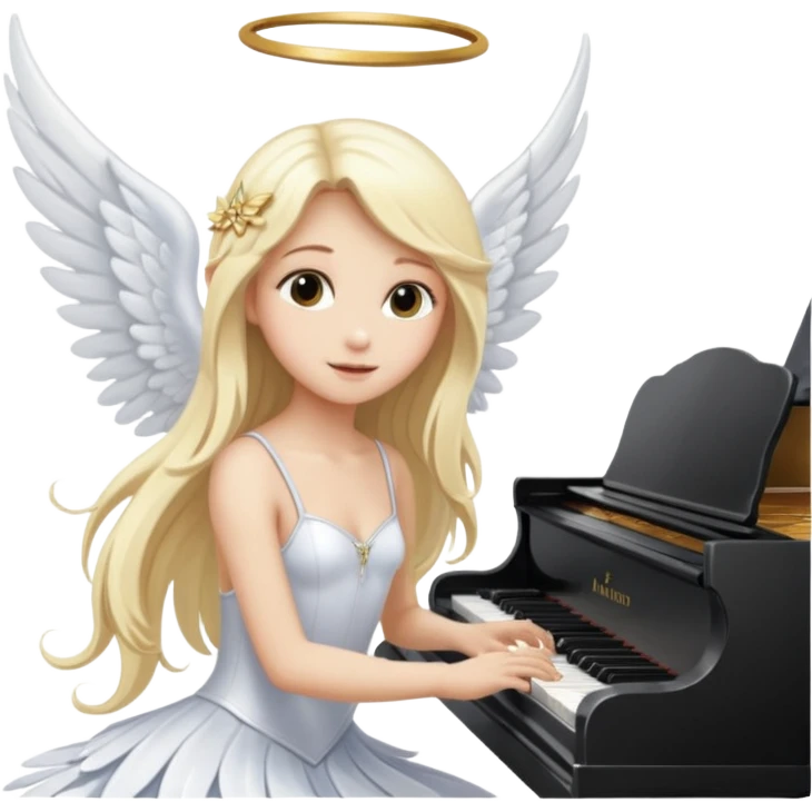 fée vêtue de blanc jouant du piano avec des ailes d'ange emoji