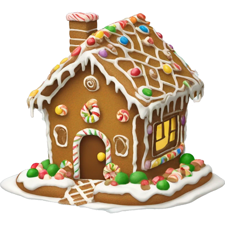 Create a gingerbread house with icing  emoji