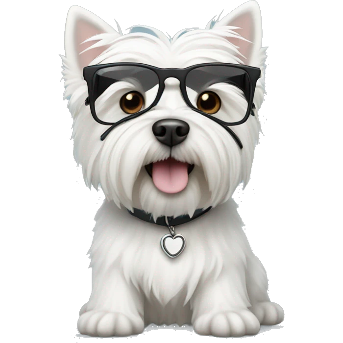 west highland white terrier with black glasses emoji