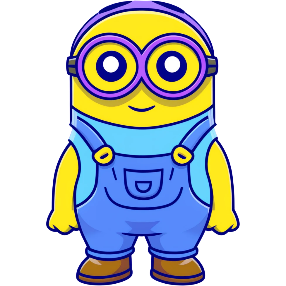 yellow minion with one eye, goggles, blue overalls emoji
