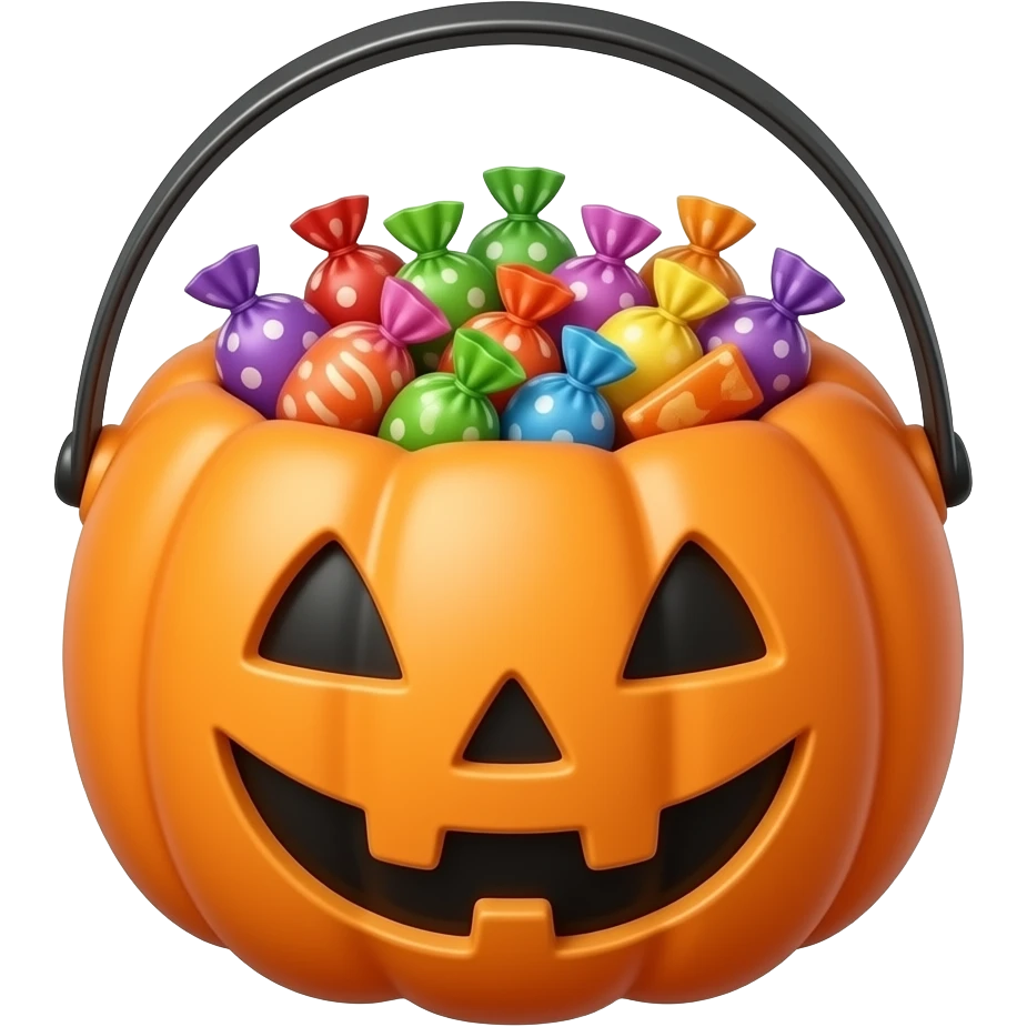plastic Pumpkin bucket with candies plastic pumpkin bucket without candies emoji