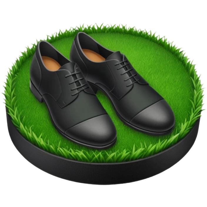 Black suit shoes circular patch of football grass emoji