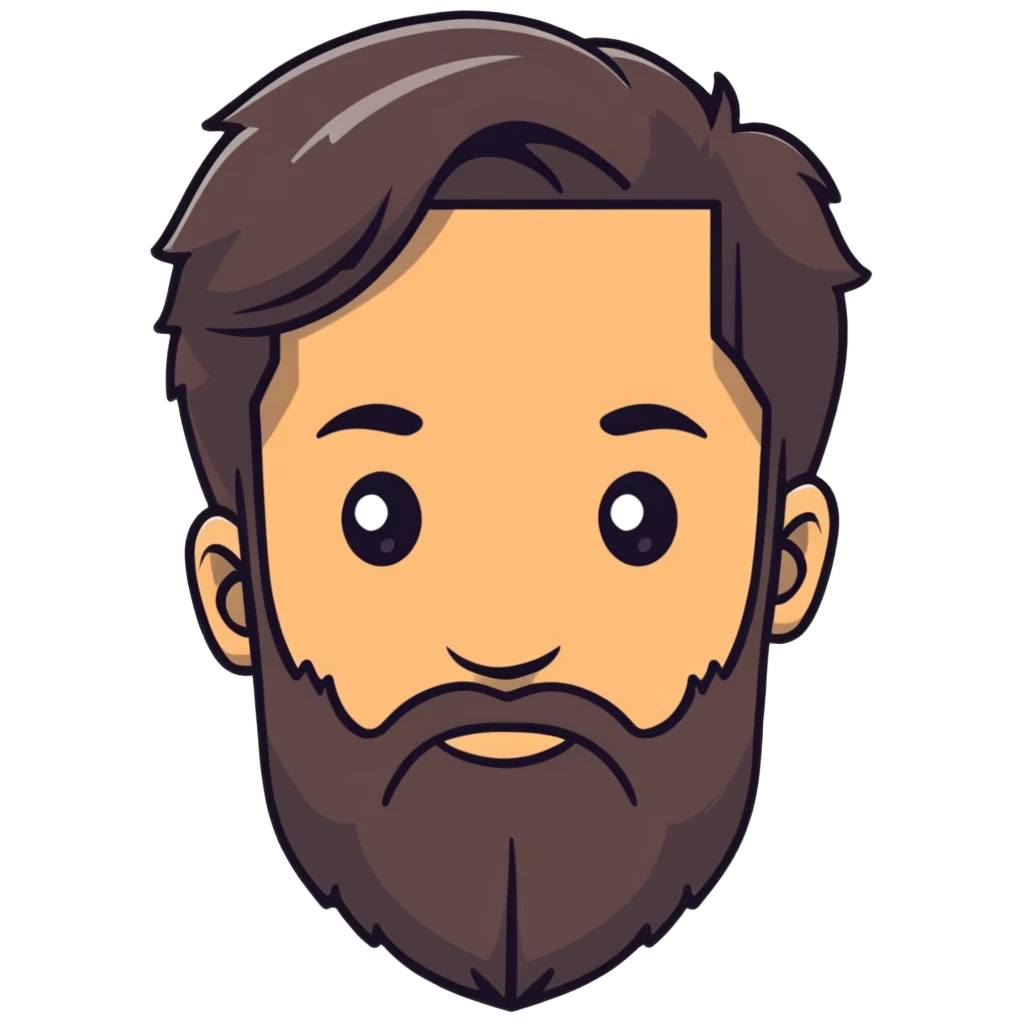 hombre con barba y pelo lacio emoji