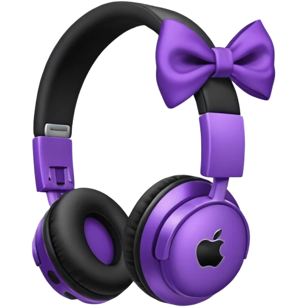 apple headphoness with bow on the right side black and purple  emoji
