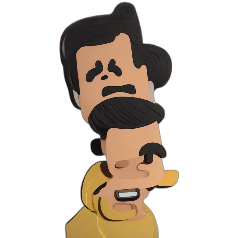 homme, moustachu assez vieux, avec le haut du crâne, chauve des cheveux sur la nuque, et autour des oreilles qui rit beaucoup avec quelques dents cassées emoji