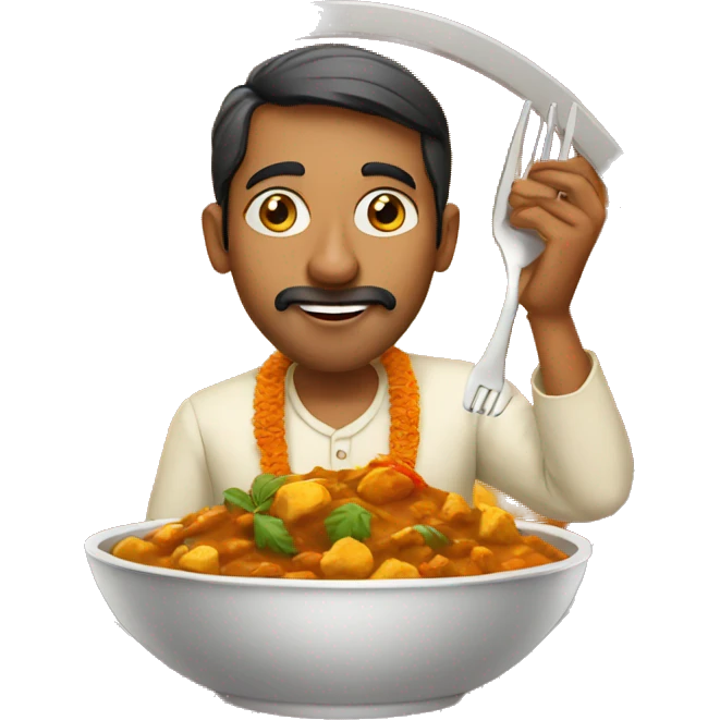 indian man eating curry emoji
