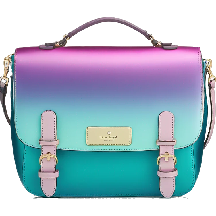Realistic isolated blue ,teal ,pink , and purple metallic ombre kate spade satchel purse.  emoji