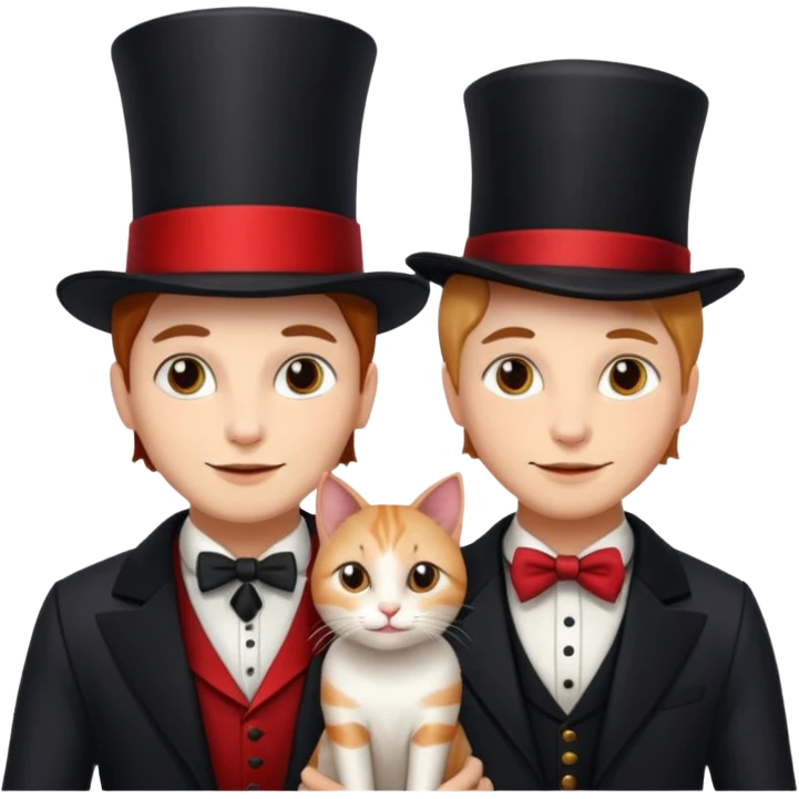 magician couple and their pet cat emoji