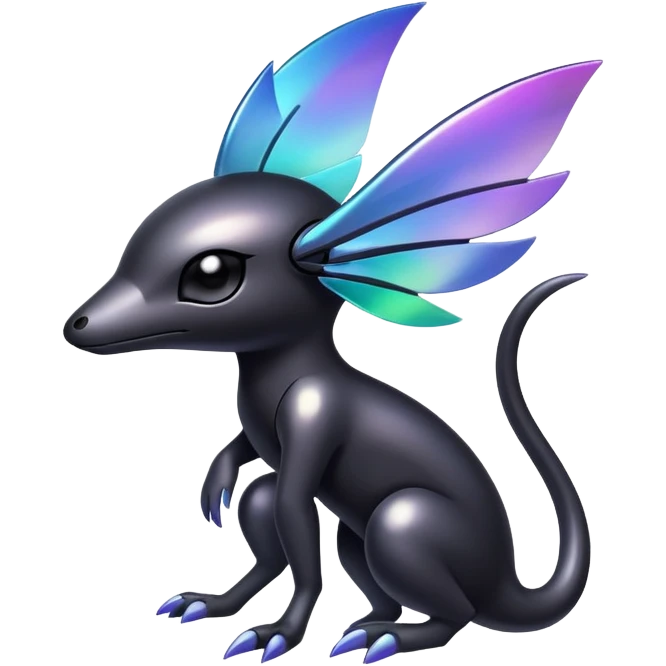 Modern futuristic Iridescent black dark fakemon-creature emoji