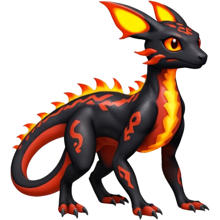 Exotic Volcanic Guilmon-Salandit-Umbreon-Fakémon-hybrid-creature (full body)  emoji