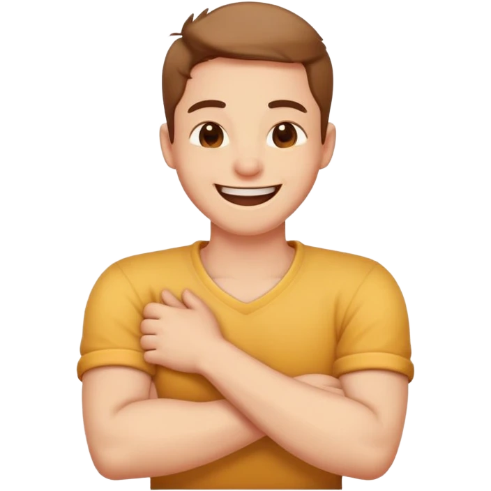 Arms crossed holding a neck laughing emoji