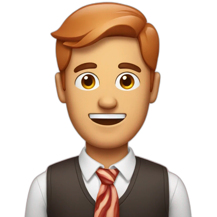 a man with bacon as face  emoji