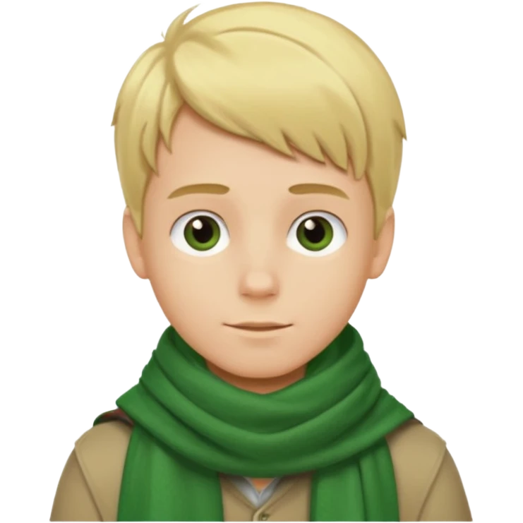 blonde hair boy, green scarf emoji