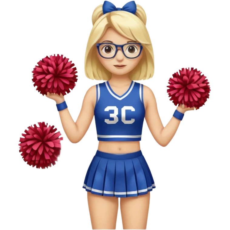  Sexy Dominatrix blonde hair and glasses full body in a cheerleader emoji