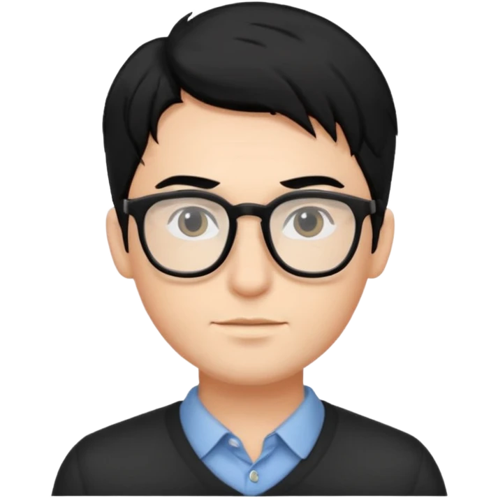 handsome male with black hair and glasess emoji