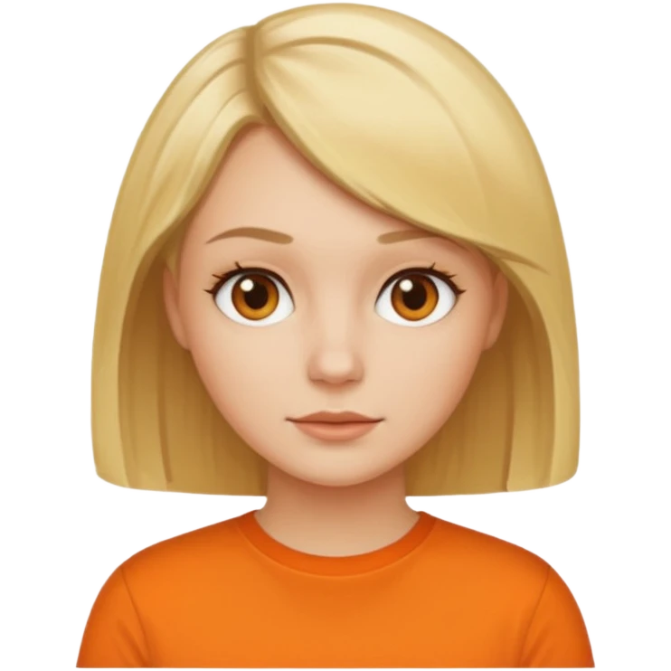 Women with blond hair bob and orange shirt emoji