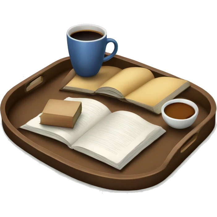 the tray with book and coffee on it emoji