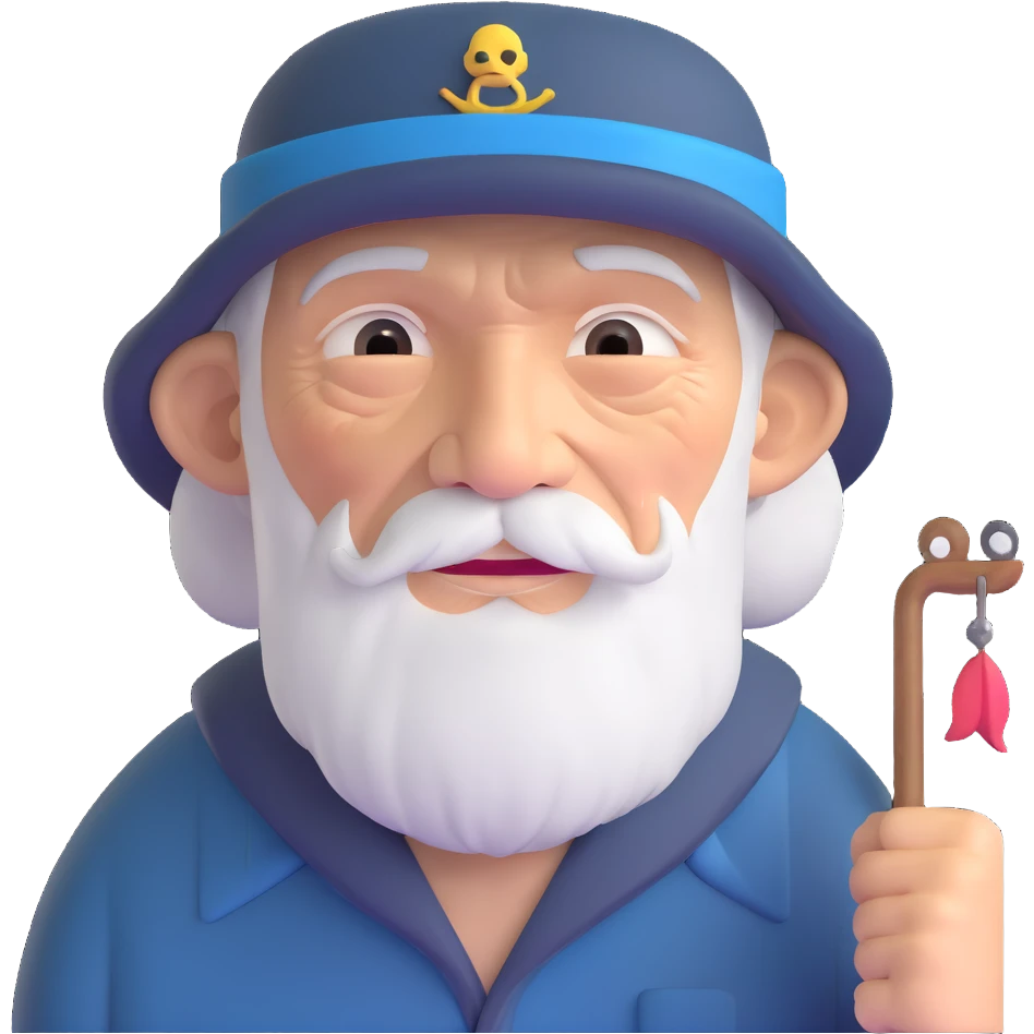old fisherman with weathered face and fishing hat emoji