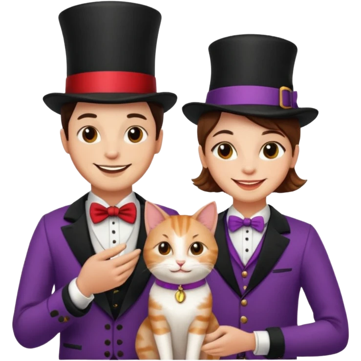 magician couple and their pet cat emoji