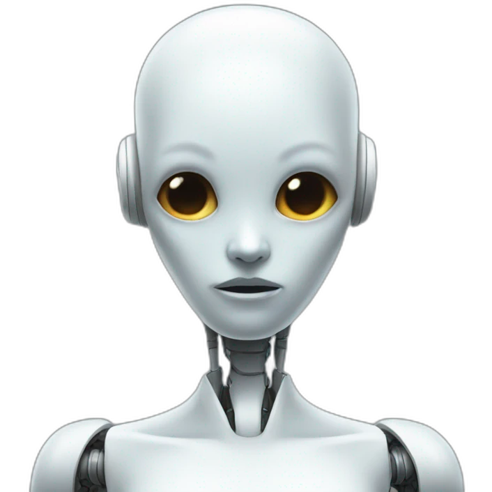 robot woman ghost without hair saying oh no emoji