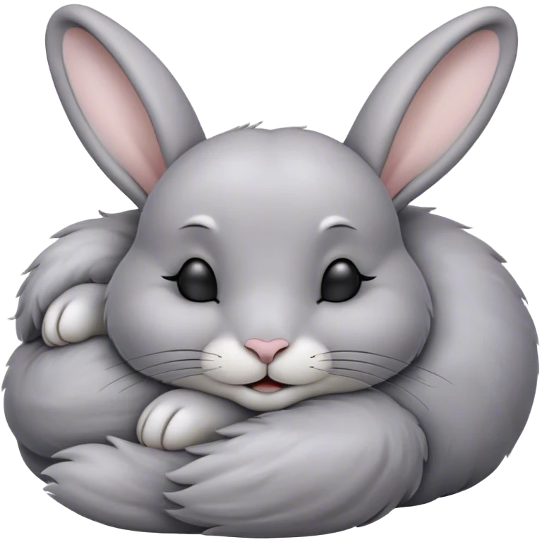 Meme-Worthy Cute Sleeping Grey Rabbit Portrait Emoji, Head resting peacefully with a contented smile, showcasing a delightfully compact build and a luxuriously soft grey fur, eyes shut in a serene nap, Simplified yet hilariously adorable features, highly detailed, glowing with a soft, drowsy light, high shine, relaxed and utterly lovable, stylized with an air of playful laziness, bright and heartwarming, soft glowing outline, capturing the essence of a comically sleepy bunny, so meme-worthy it feels like it could instantly become the next viral sensation of adorable slumber! emoji