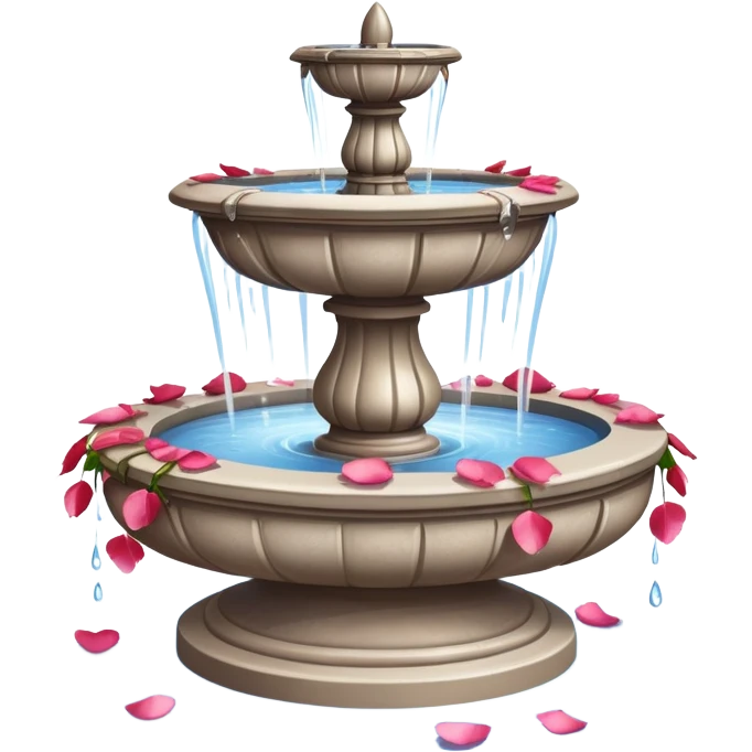 A romantic fountain with rose petals scattered around emoji