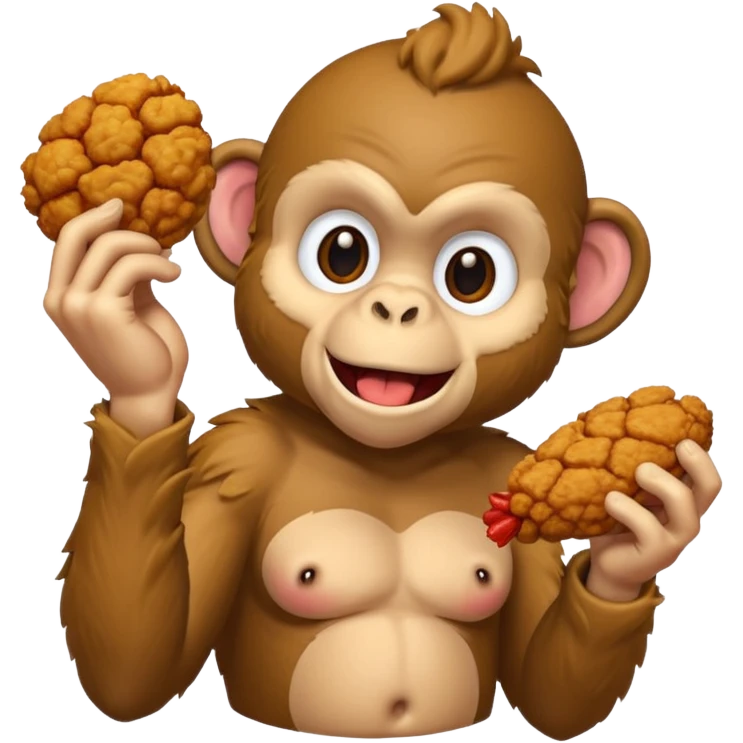 Fried chicken eating a monkey emoji