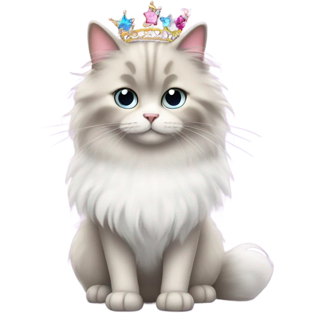 fluffy cat with a tutu and tiara emoji