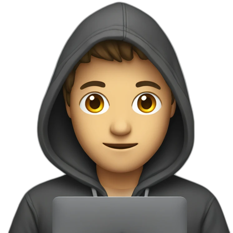 Developer with hoodie coding on a macbook emoji