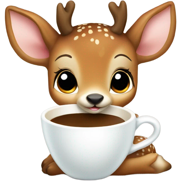 Baby deer drinking coffee emoji