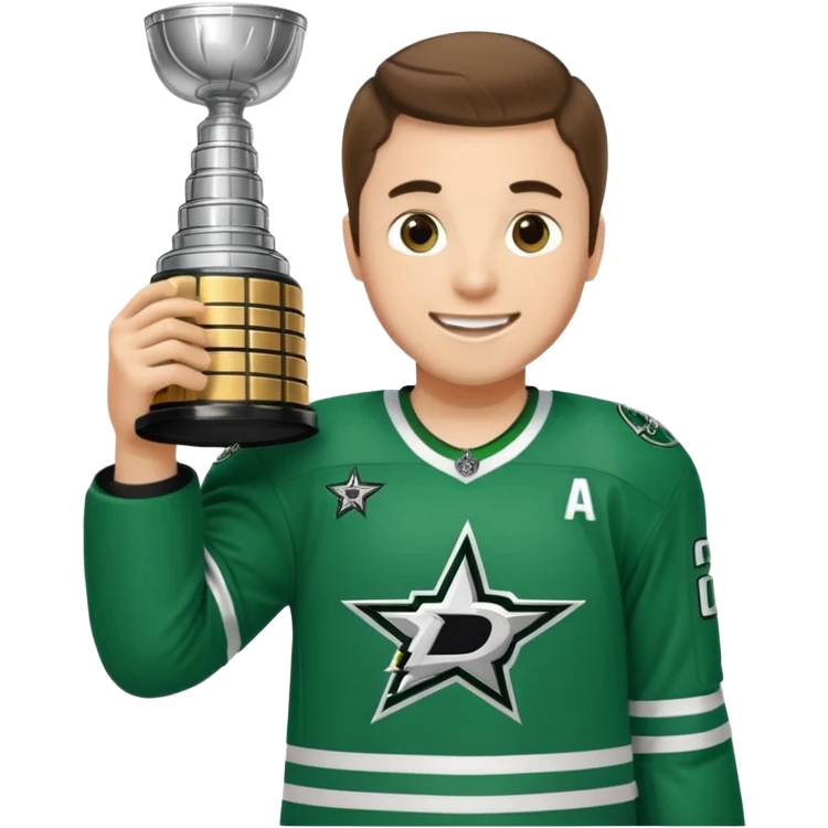 Dallas stars hockey player holding Stanley cup emoji