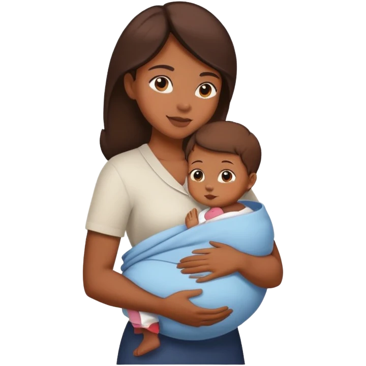 a woman who carries a baby while working in a big company emoji