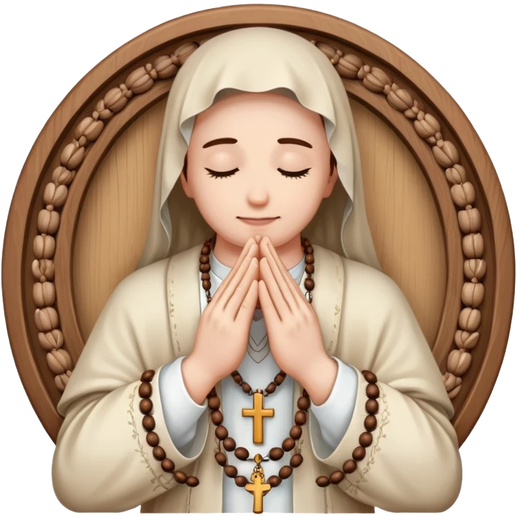 Praying hands holding a rosary emoji