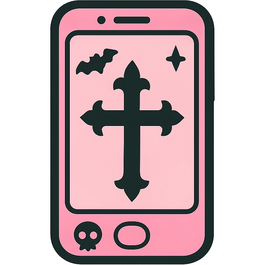 flat toon style pink gothic smartphone emoji