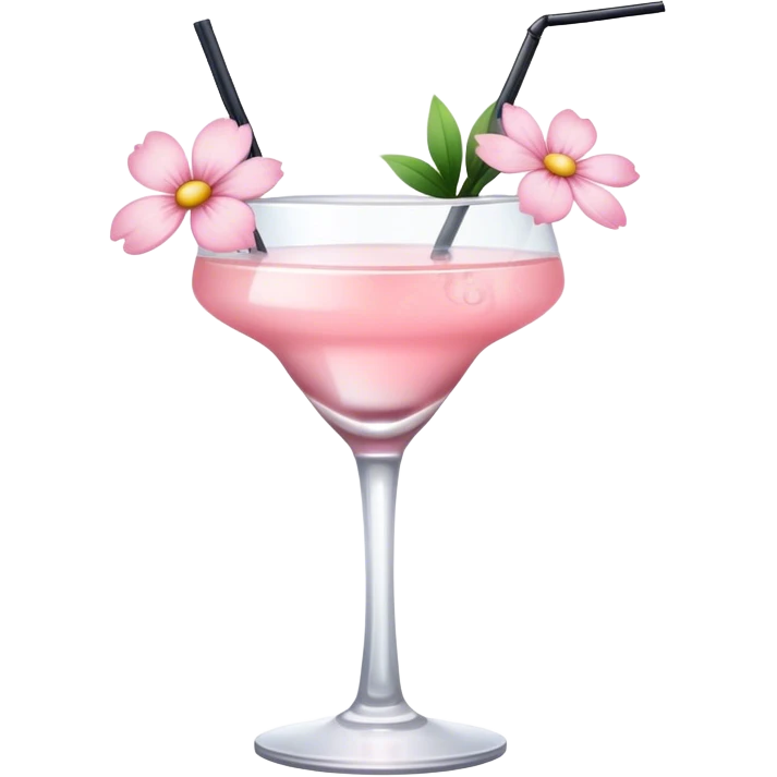 Cocktail with light pink flowers emoji