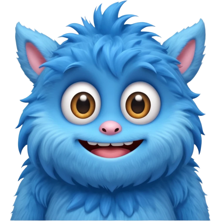 Huggy Wuggy character, blue furry monster with big eyes and wide smile, simple and cute, apple emoji style emoji