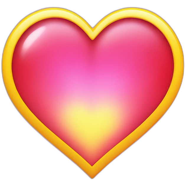 red heart emoji with pink blurred around it has a yellow aura. emoji