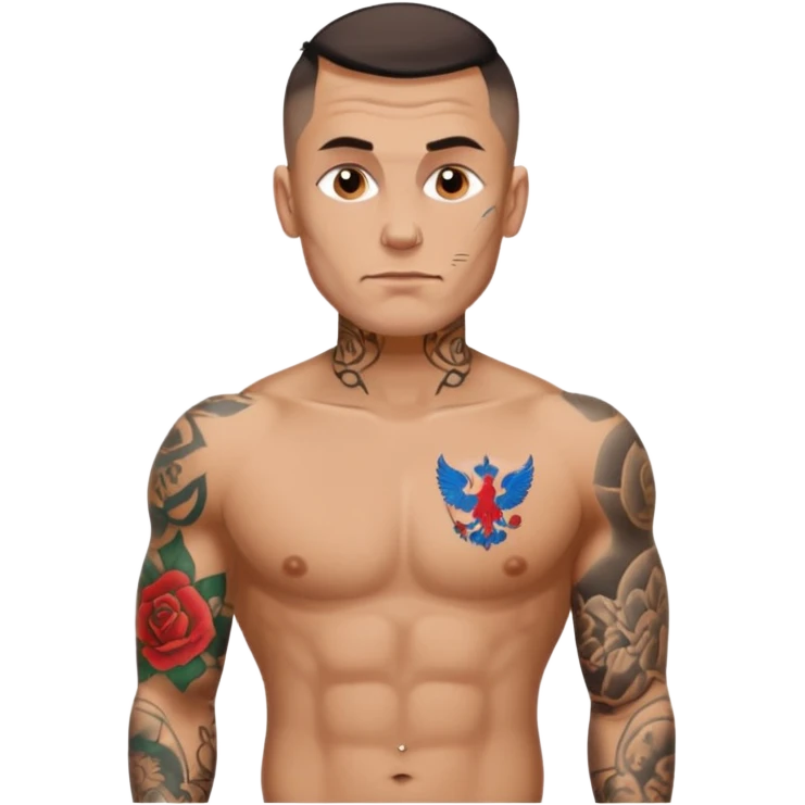 Create emoji by me:I am Petr,Russian,95% tatooed,tear tattoo,live in Spain emoji