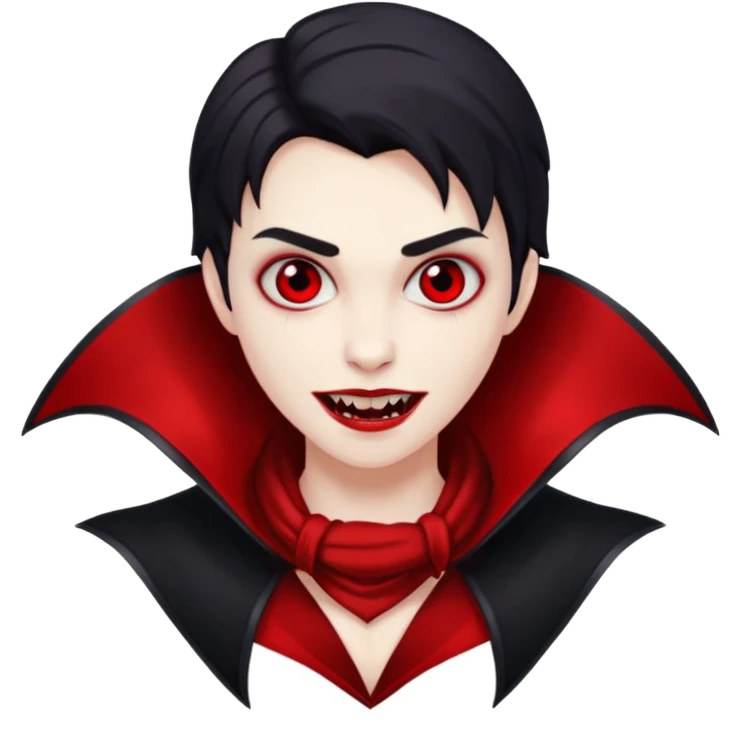Vampire with red scarf and fangs  emoji