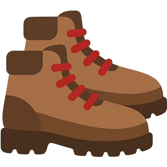 brown hiking boots with red laces, flat  emoji