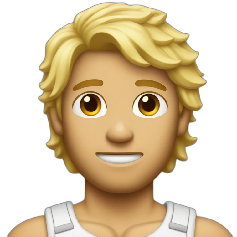 Man with blonde surfer boy hair and broken arm emoji