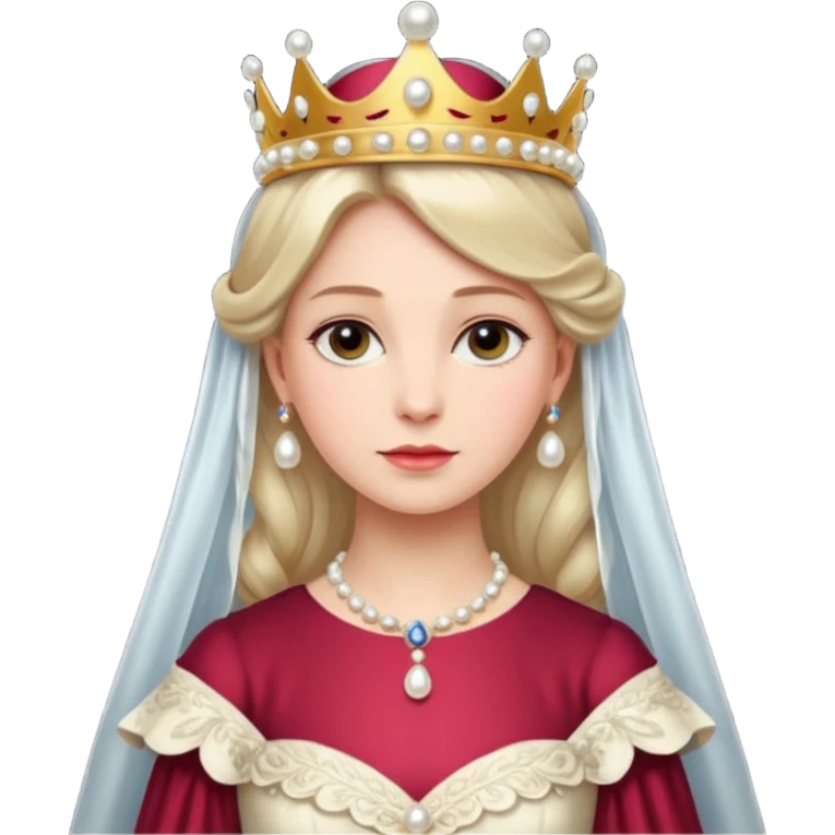 A refined Victorian queen with pearl crown, elegant gown, and composed regal posture.
 emoji