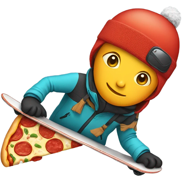 snowboarder wearing a pizza hat emoji