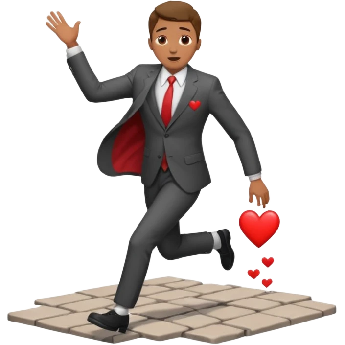 man with heart eyes slip and fall on sidewalk  emoji