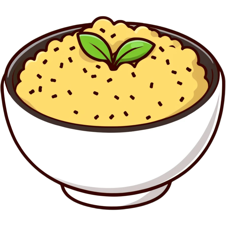 cute cartoon bowl of quinoa emoji