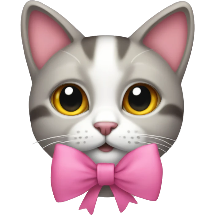 A cat with a pink bow emoji