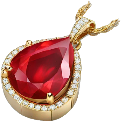 red tear ruby necklace with chain emoji floating moving chain  emoji